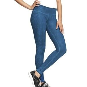 Old Navy Go Dry Leggings Blue Powerpress High Rise Activewear Workout Sz Small